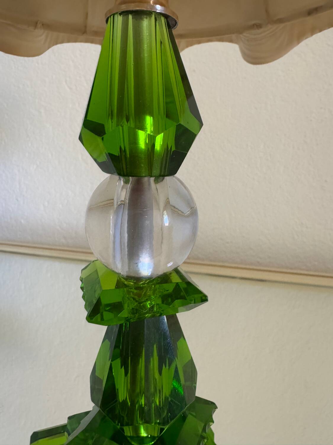 Lampe cristal émeraude Art Déco