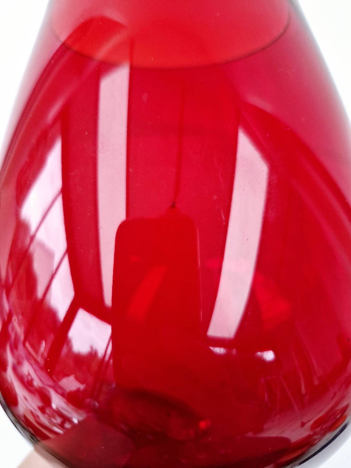 Vintage empoli italian glass red brandy type footed vase