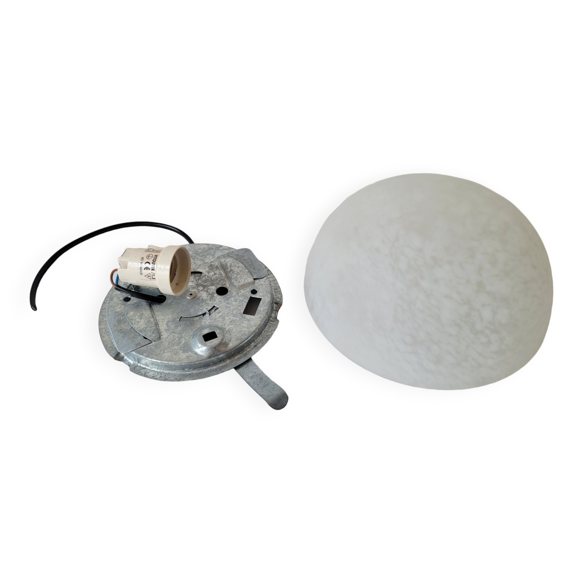 Speckled glass half-globe ceiling lamp