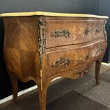 Curved marquetry commode – marble top