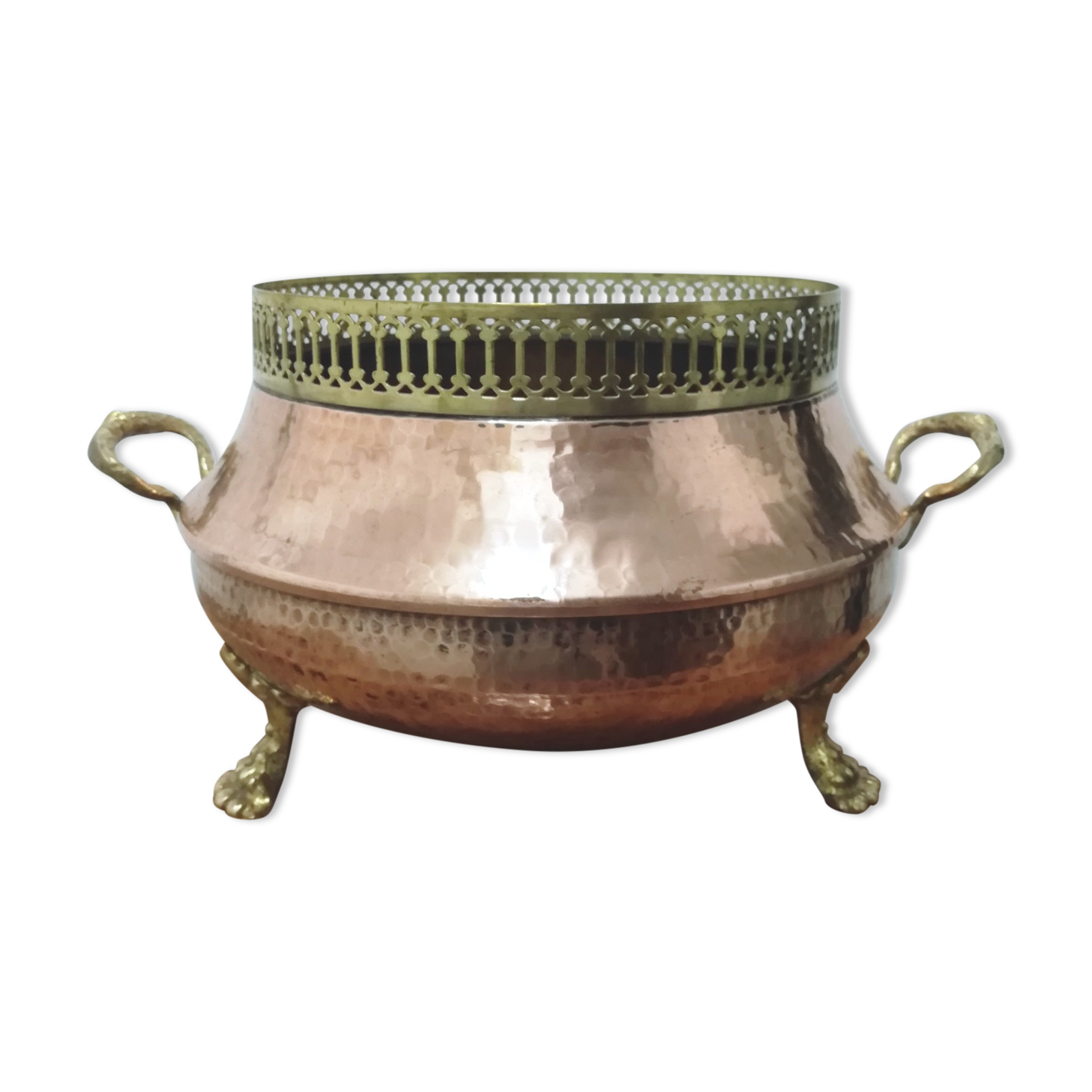 Brass and hammered copper planter