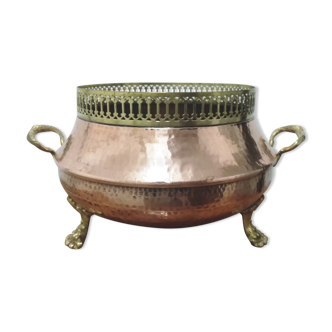 Jardinière laiton et cuivre martelé