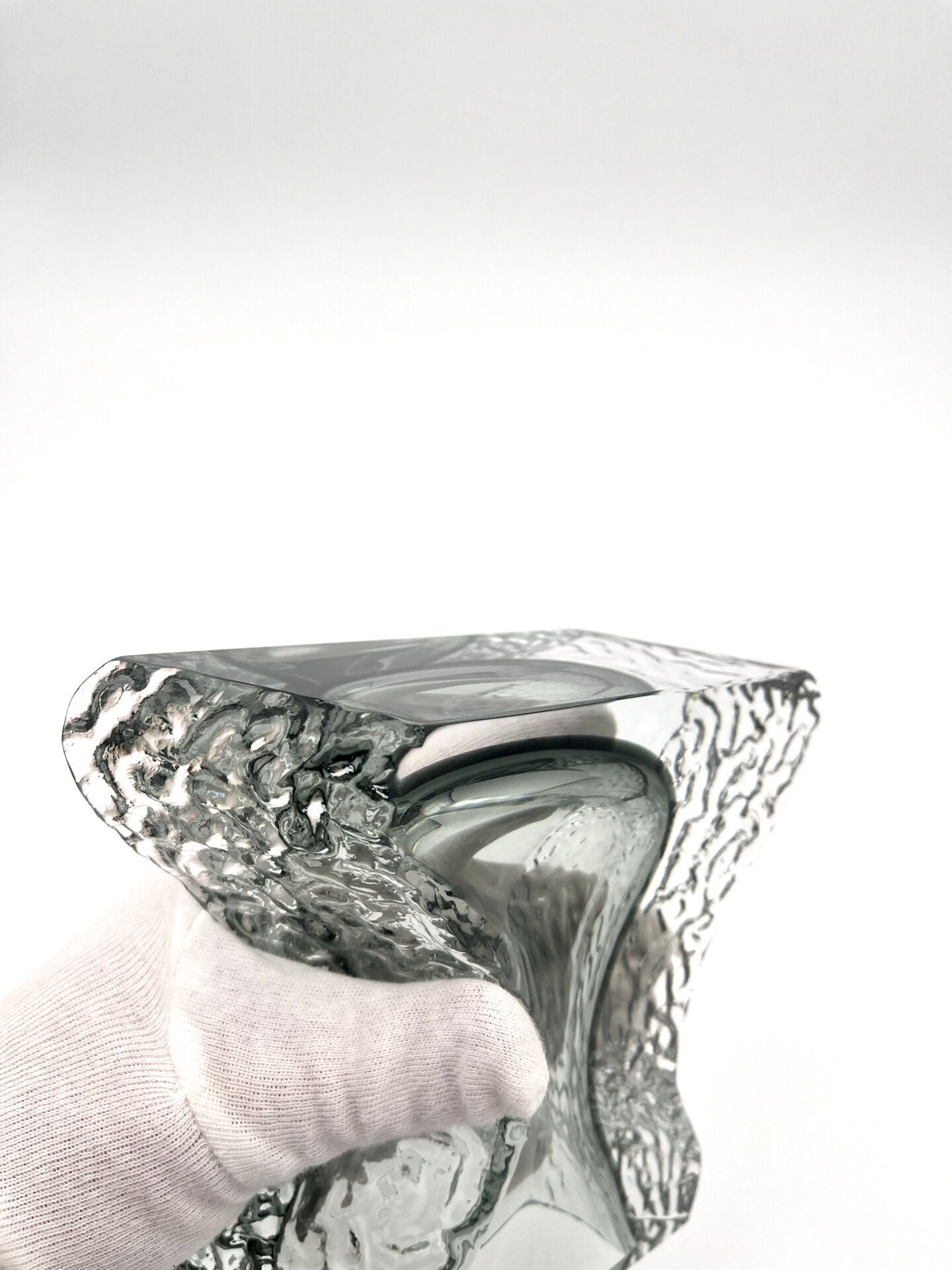 Vase Mandruzzato Murano Sommerso Fumé Texture Givrée Design 70s