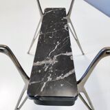 Oval Glass Coffee Table with Portoro Marble and Iron Base, Italy