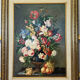 Vintage painting oil on canvas still life with flowers circa 1970