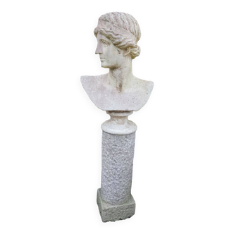 Grand buste d'appolon en pierre taillée hauteur 45 cm