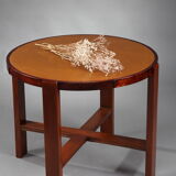 Small round table in cherry and mahogany from the 1930s