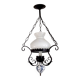 French country lantern ceiling light blue floral finial opaque glass shade 4521
