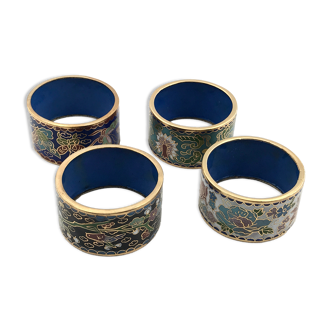 China, 4 rounds of vintage towels in cloisonné enamels/napkin ring cloisonné enamels