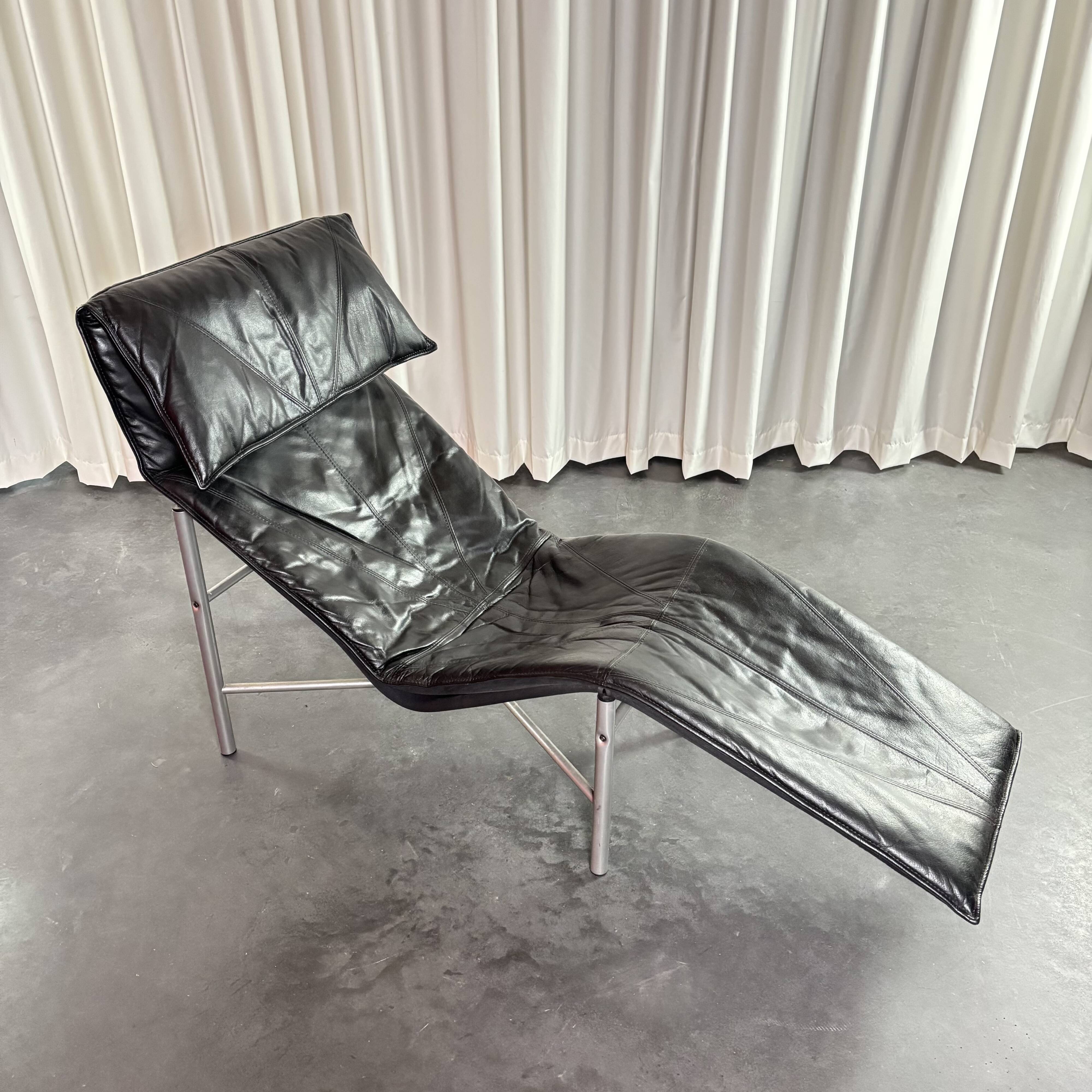 Chaise Longue Skye en Cuir Noir par Tord Björklund pour Ikea, Suède, 1980