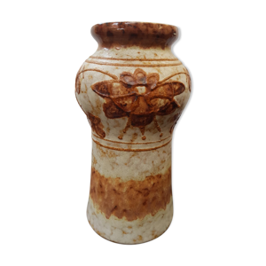 Vase céramique beige décor marron