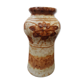 Vase céramique beige décor marron vintage