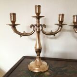 Paire de chandeliers 3 branches en laiton