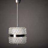 Vintage Crystal Glass Chandelier: Mid-Century Modern Austrolux Pendant Ligh