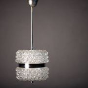 Vintage Crystal Glass Chandelier: Mid-Century Modern Austrolux Pendant Ligh