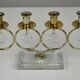 Brass Candelabra with Art Glass Base and Glass Prisms by Gunnar Ander for Ystad-Metall, Sweden, 1950s