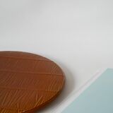 Cake dish in gien slip with woven reed effect 1960