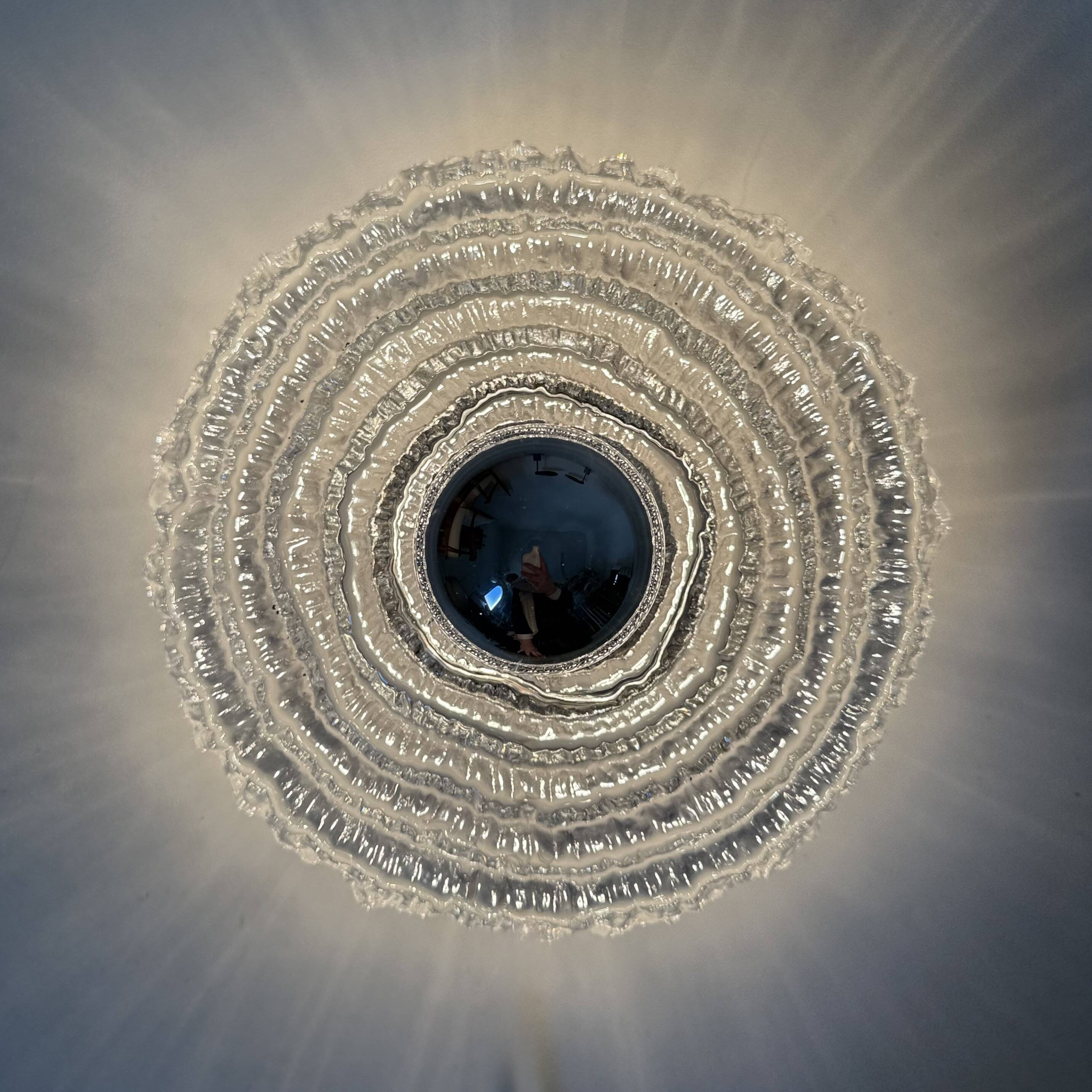 Thick Structured Ice Glass Wall Light Flush Mount by Peill & Putzler , 1970