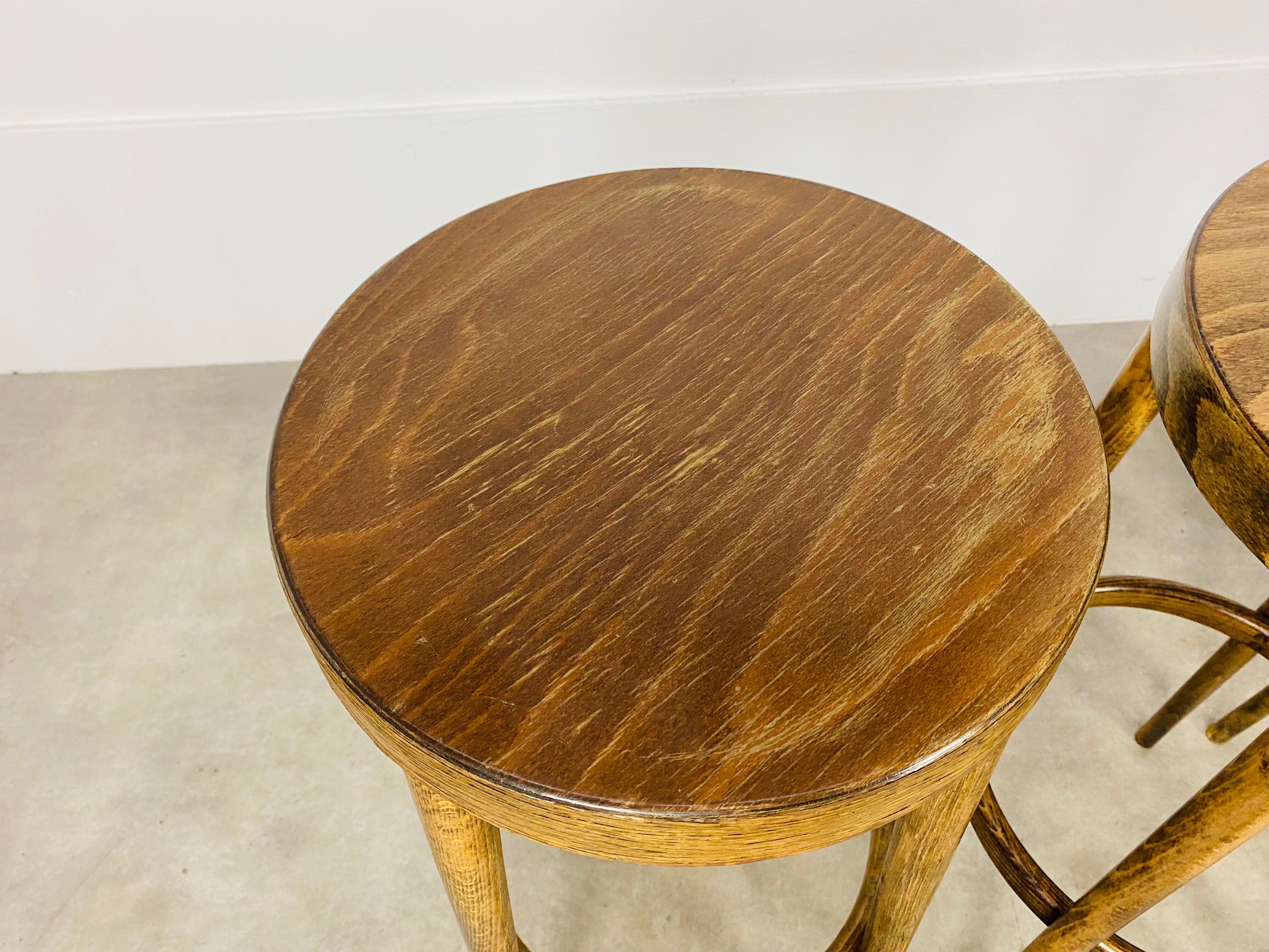 4 bar stools Baumann wood 60s bistro