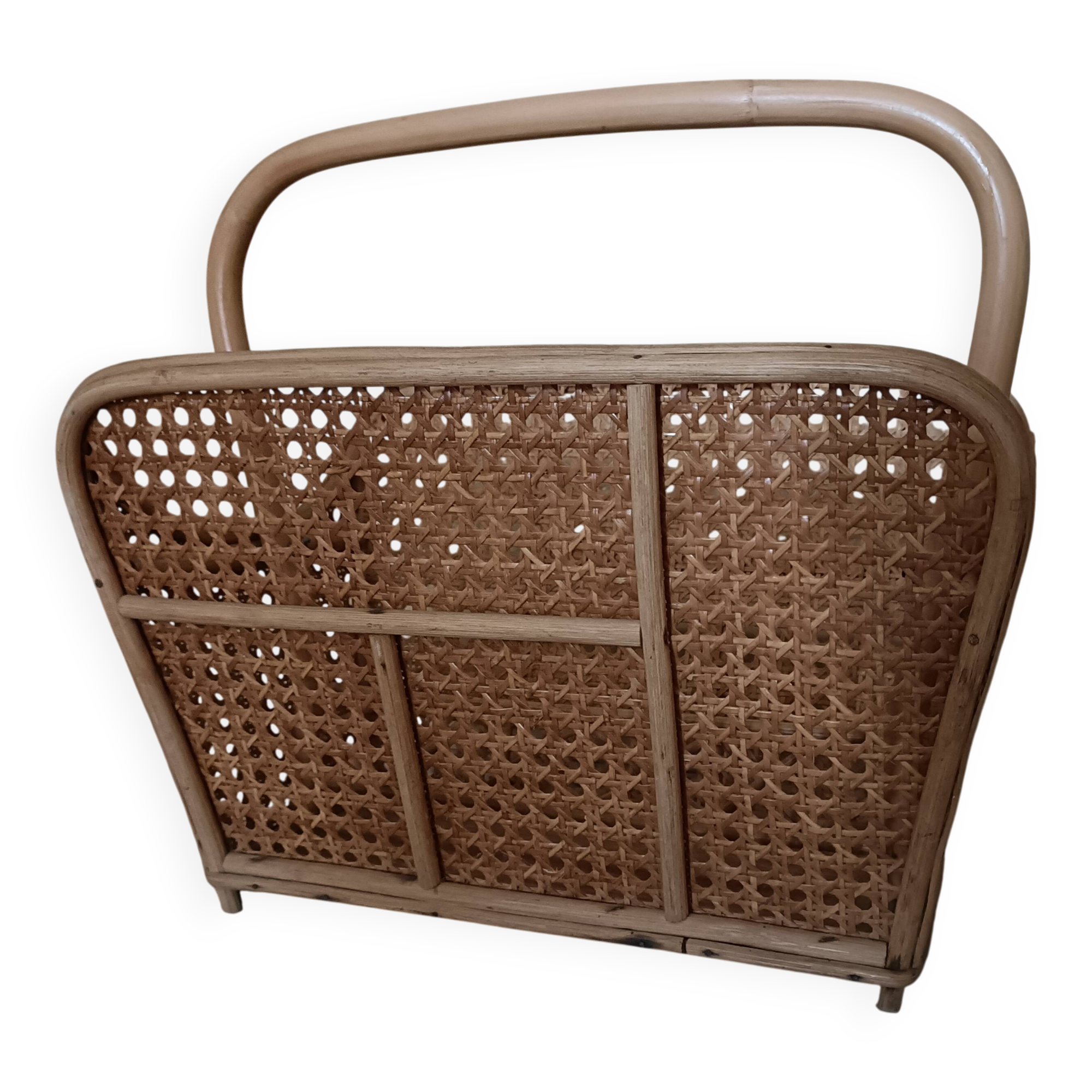 Caned magazine rack