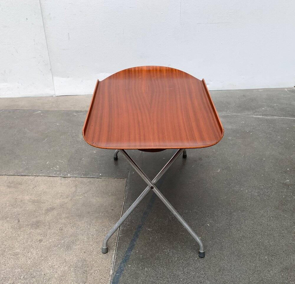 Folding table in teak with Norwegian alminette from the mid-century by F.M. Produkt, Frederiksberg Metalvarefabrik, 1960s.