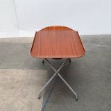 Folding table in teak with Norwegian alminette from the mid-century by F.M. Produkt, Frederiksberg Metalvarefabrik, 1960s.