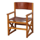Vintage bridge chair in solid wood and leather, 1980