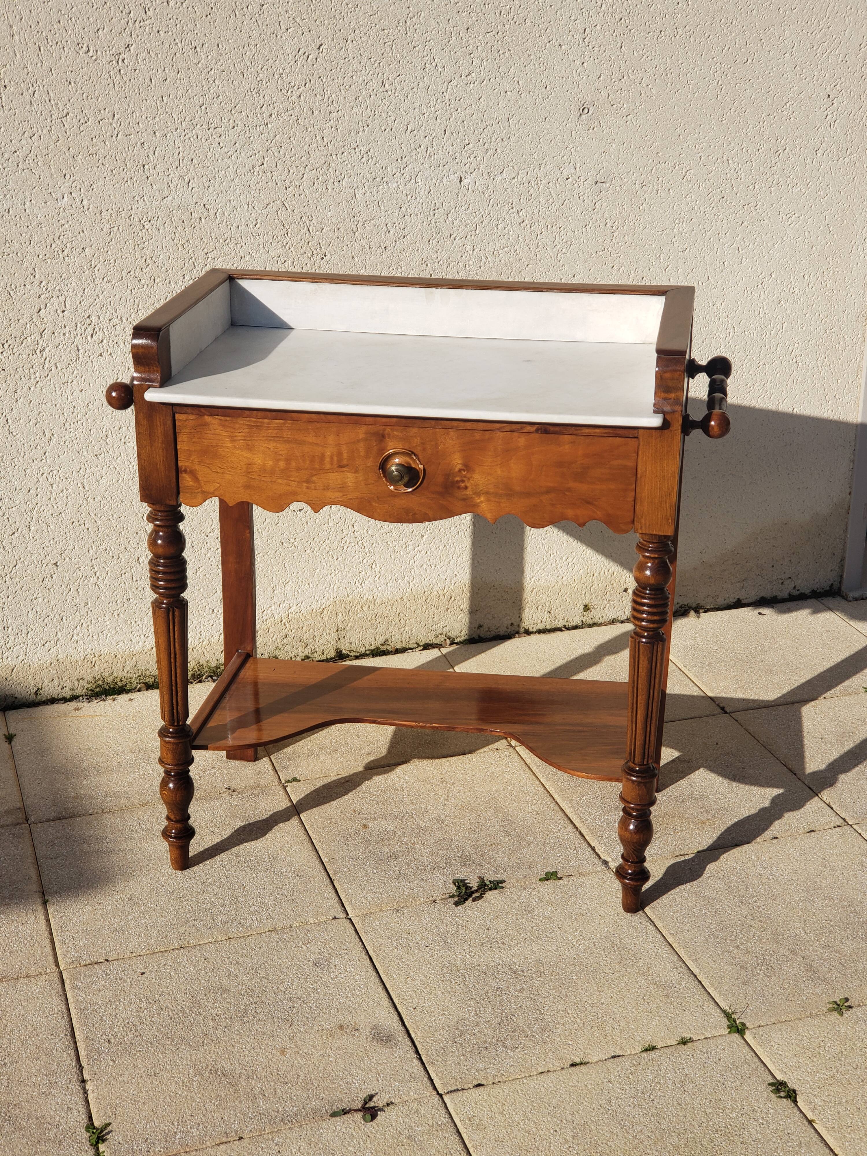 Vintage console hairdresser in walnut, Art Deco Louis Philippe style.