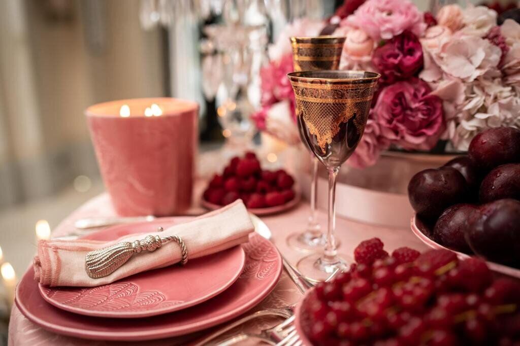 Lot de 4 assiettes blanca rosa s