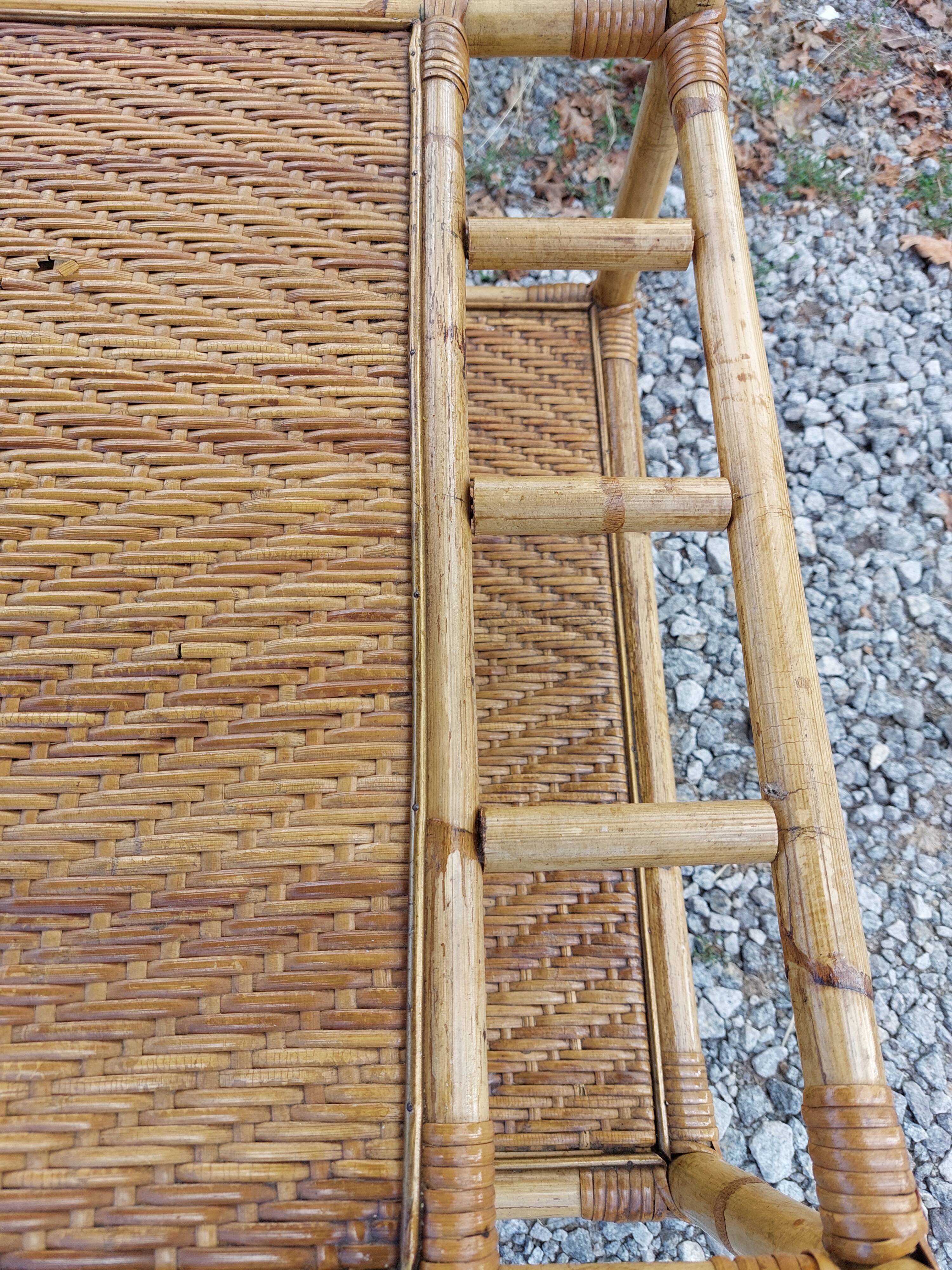 wheeled wicker dessert trolley, console, vintage