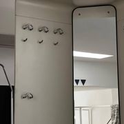 1960s Mid-Century Modern White Wood Corner Coat Hanger with Mirror