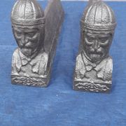 Pair of cast iron andirons with Templar heads