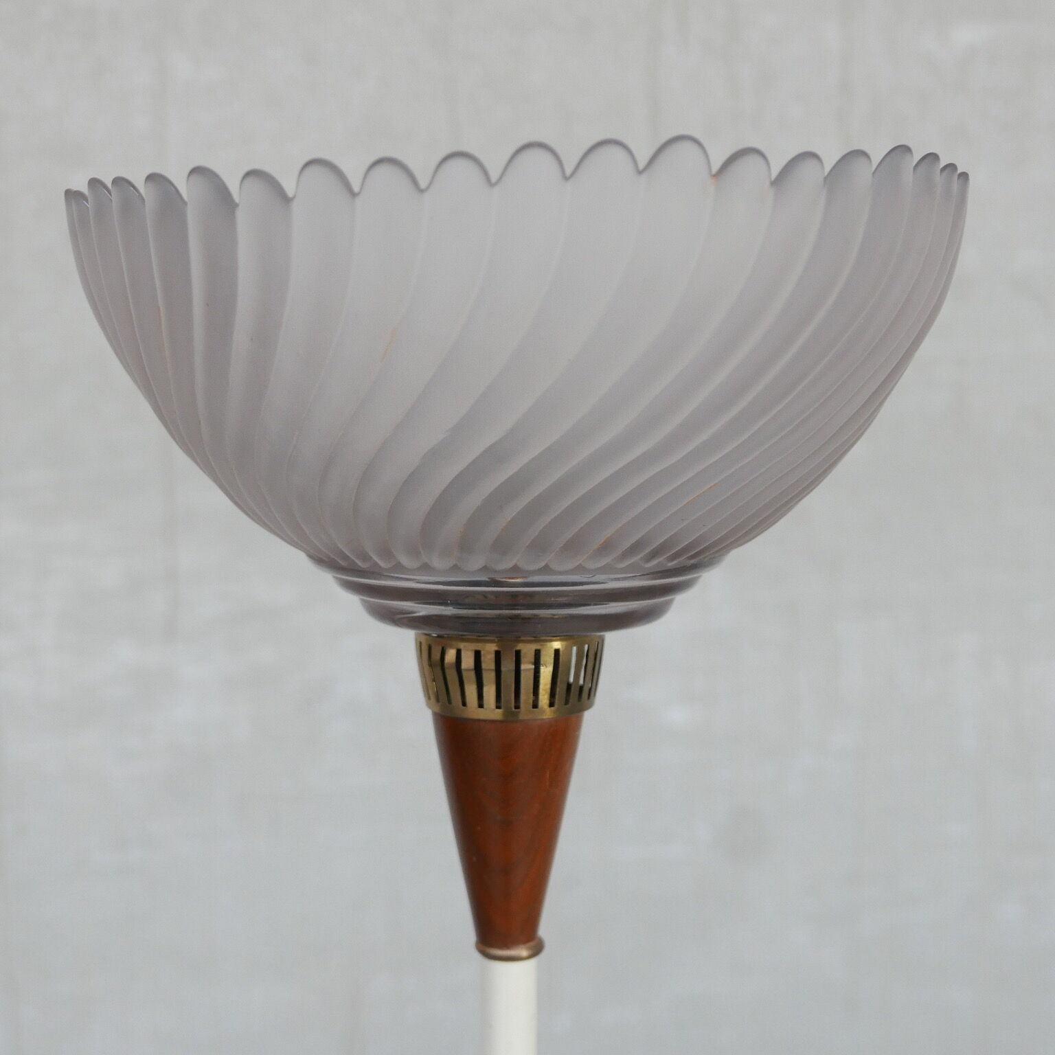 Dutch mid-century floor lamp with glass shade