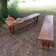 Pair of solid cherry wood farmhouse benches, 1950/60