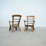 Set of two oak lounge chairs