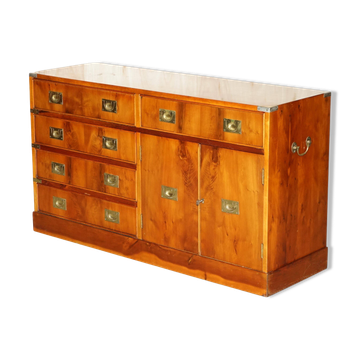 Vintage military buffet in speckled yew wood - Bar cabinet