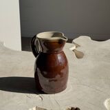 Large brown glazed stoneware jug Grès du Berry Made in France H19