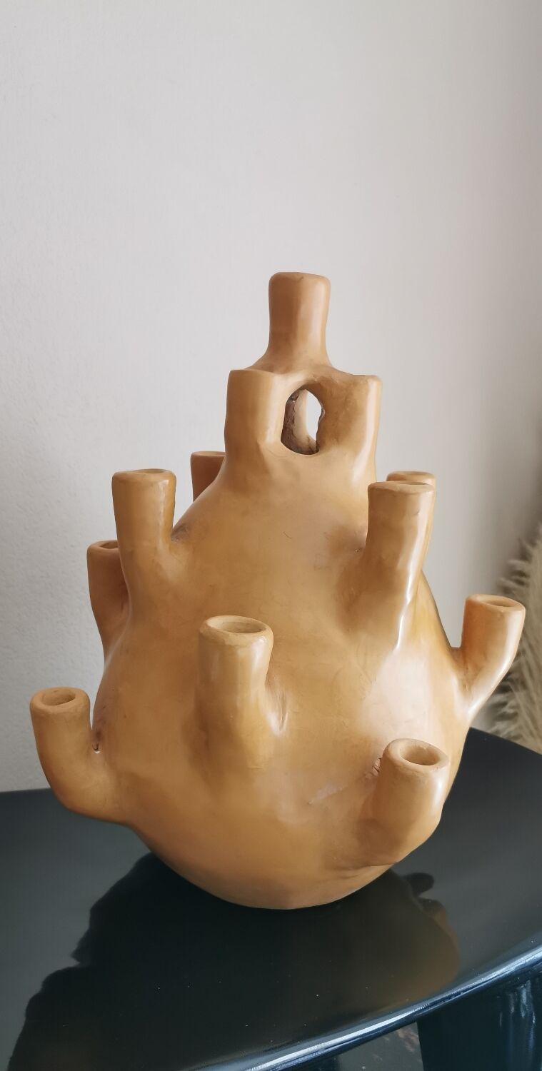 Tamgroute terracotta candlestick vase