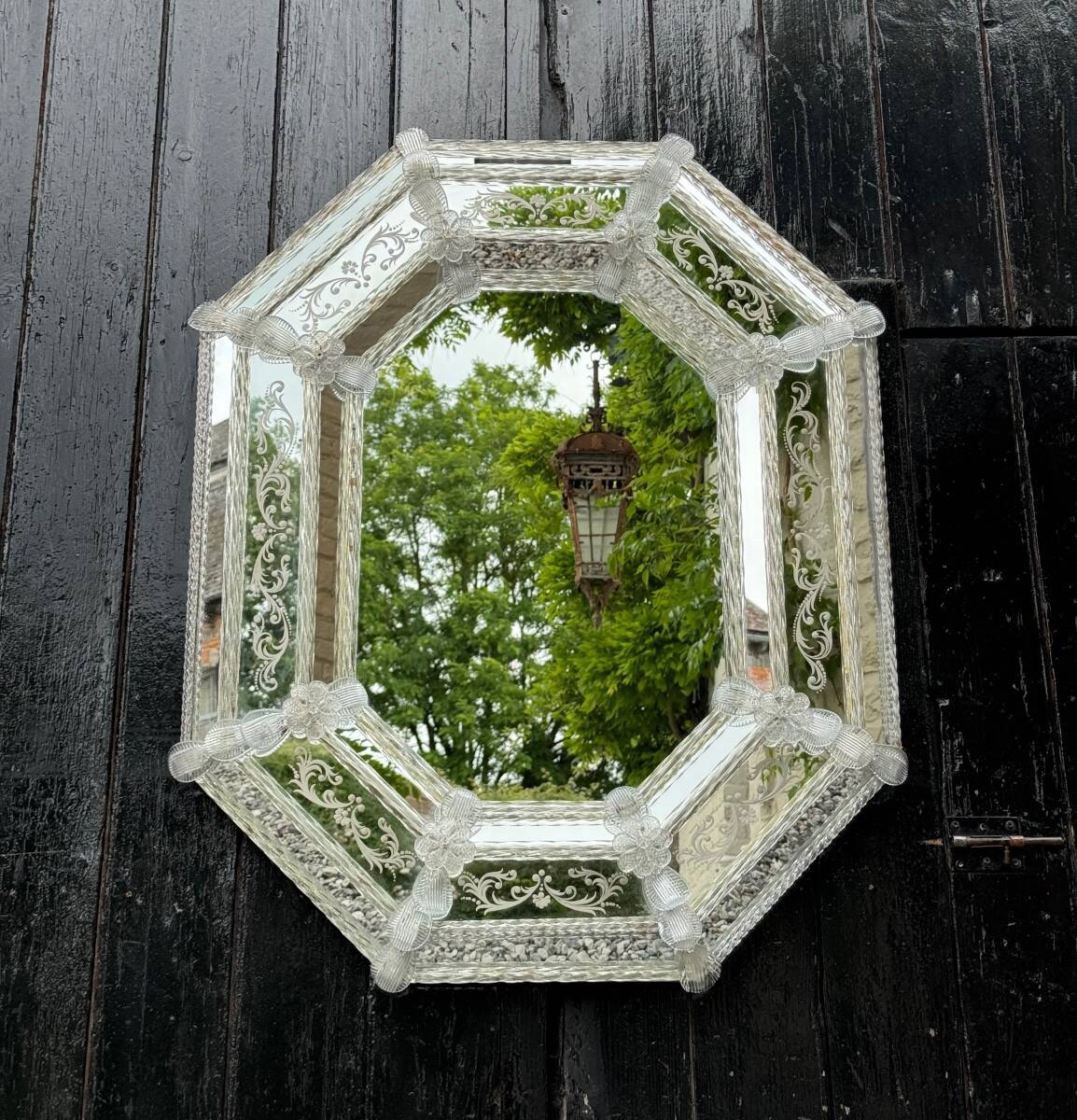 Venetian mirror in colorless Murano glass circa 1920