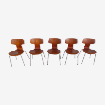 Série de 5 chaises marteau Arne Jacobsen pour Fritz Hansen