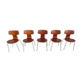 Série de 5 chaises marteau Arne Jacobsen pour Fritz Hansen