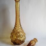 Italian carafe amber yellow glass vintage bubbles