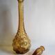 Italian carafe amber yellow glass vintage bubbles