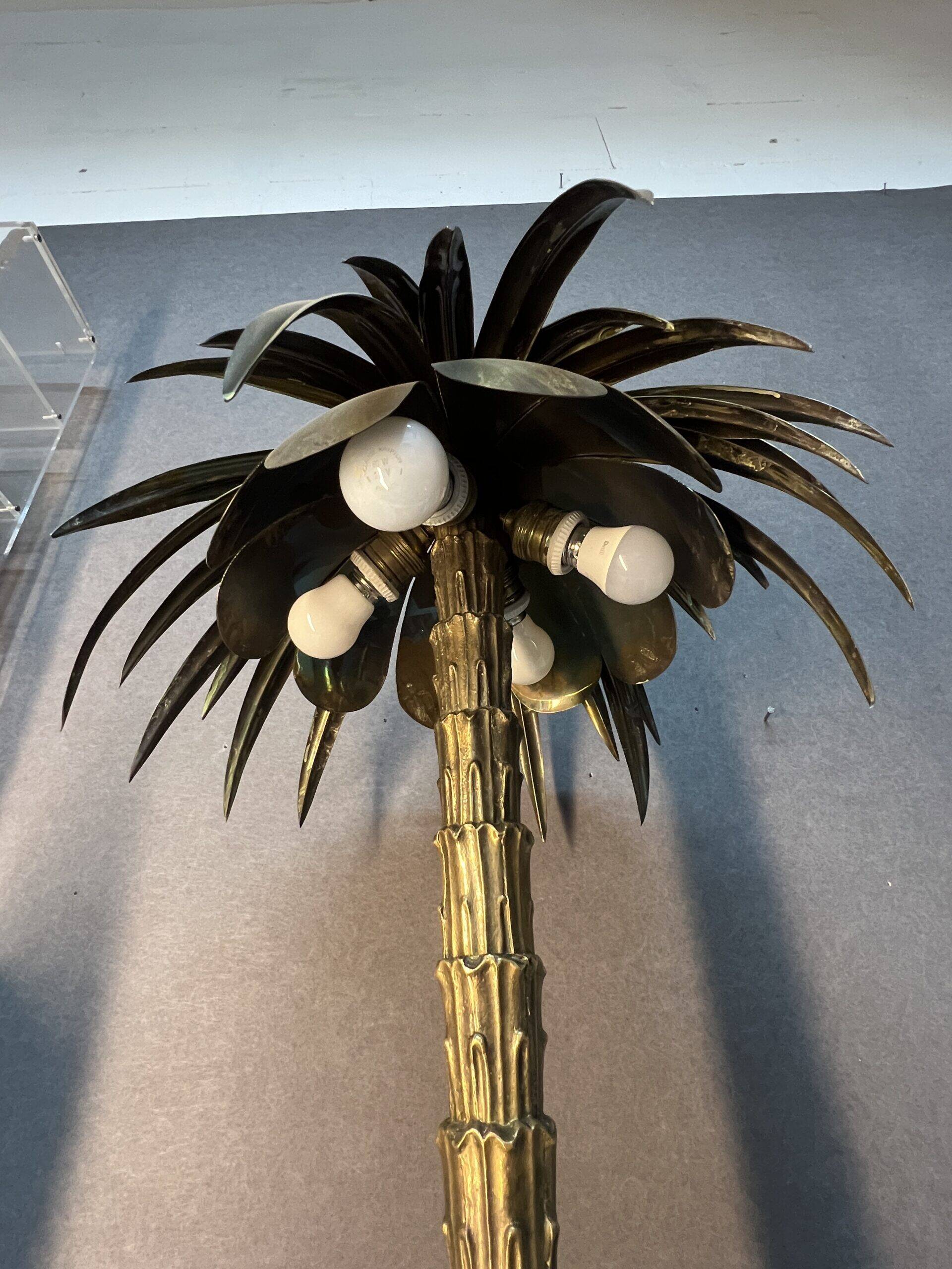 Palm tree lamp  bronze and brass