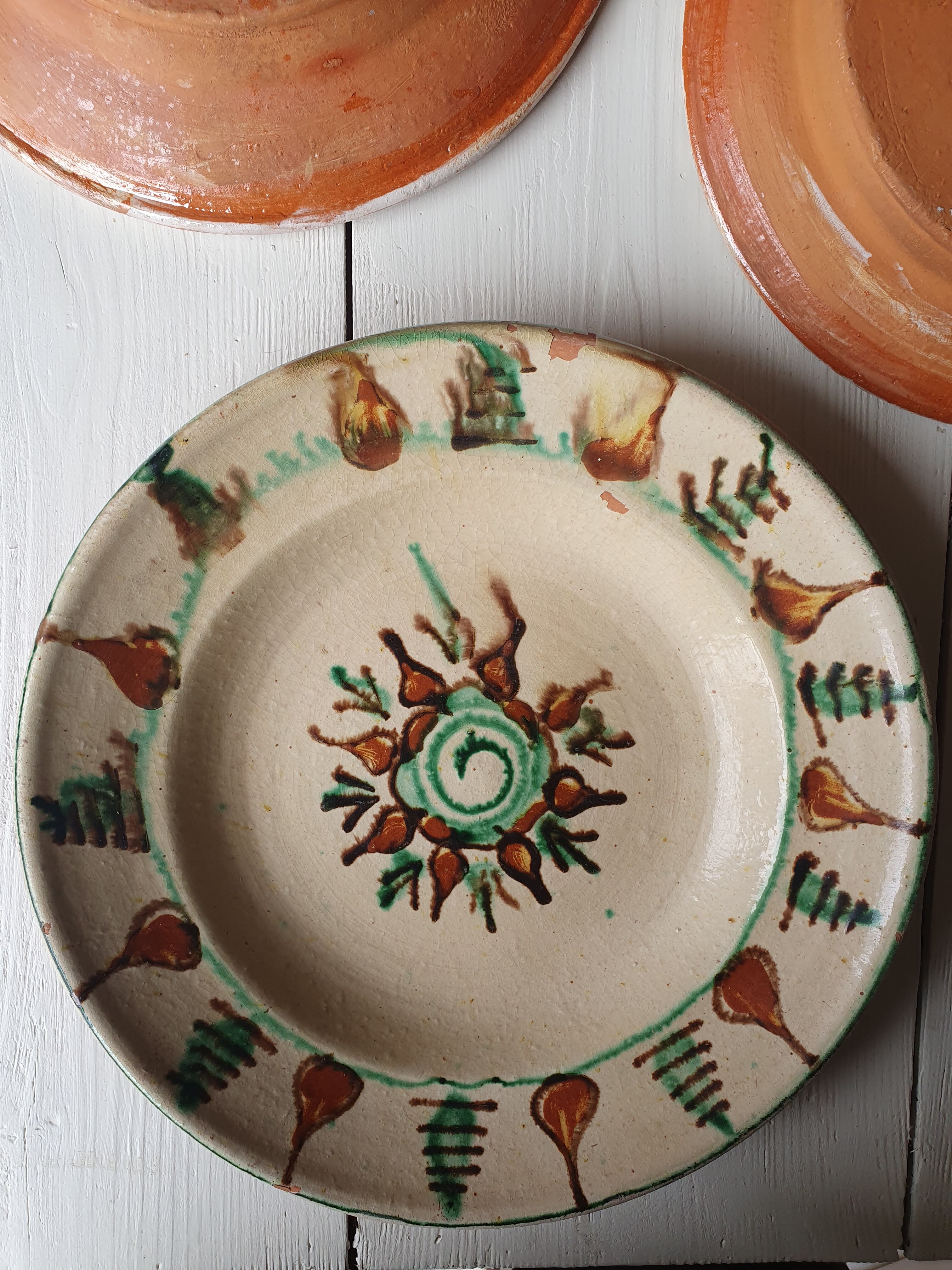 5 assiettes céramique artisanales Roumanie slave bohème oiseau table ou murales