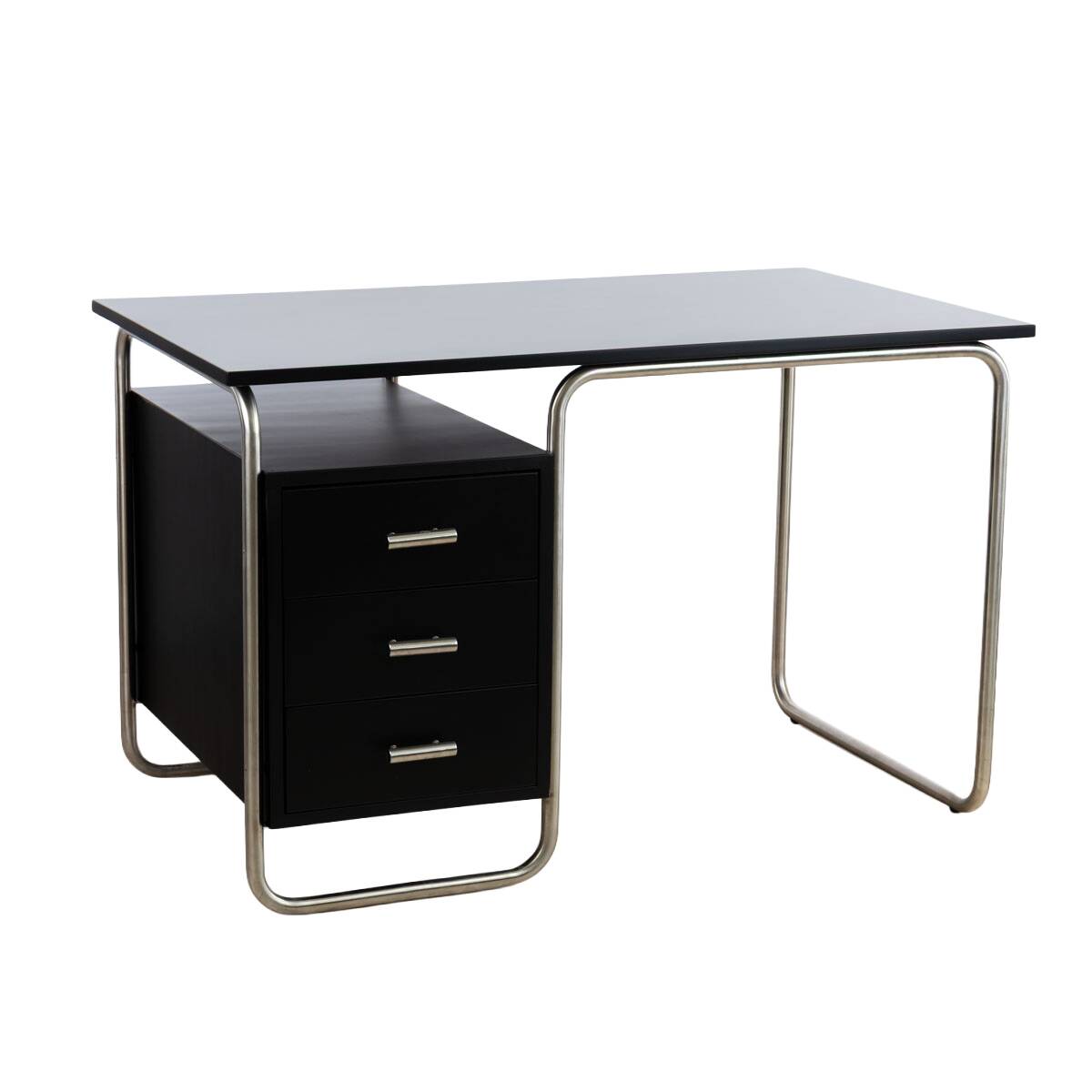 1960s desk in Bauhaus style, black lacquered