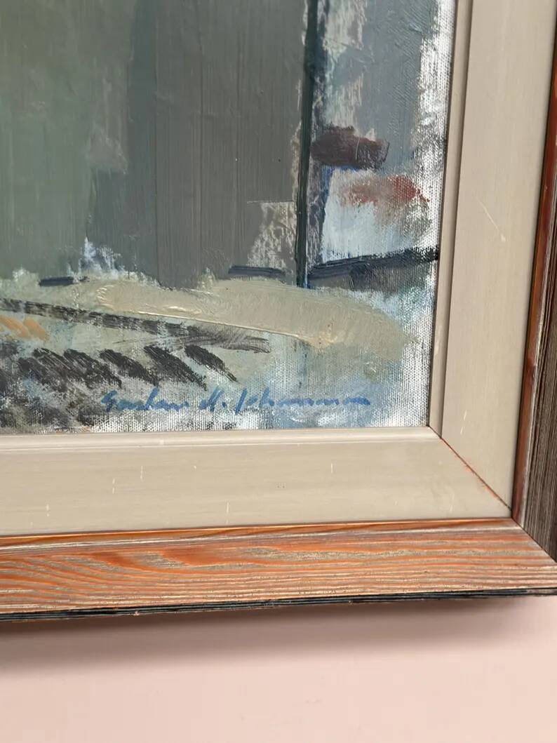 Original Swedish Oil on Canvas – “Sage House” by Gustav‑Adolf Johansson – Signed – Vintage & Framed