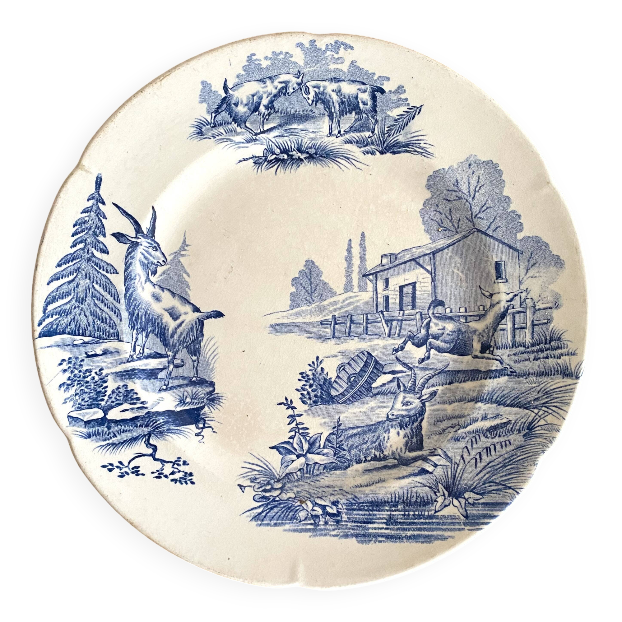 "Rustic" iron earth plate with goats