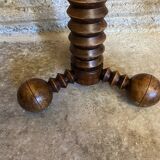 Sellette table appoint brutaliste bois tourné pieds tripodes