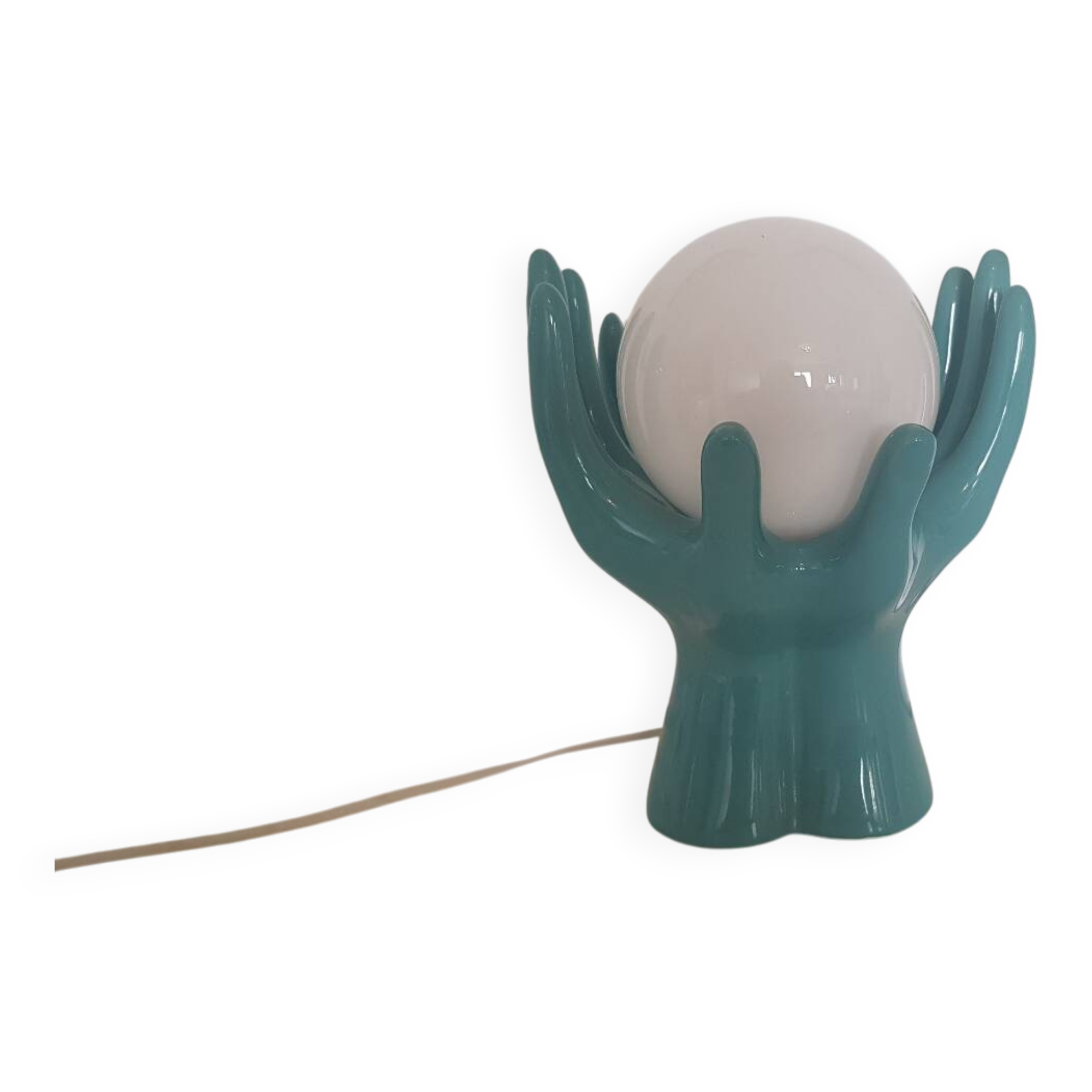 Ceramic and opaline lamp forming two hands, 1970s
